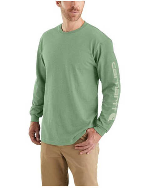 Carhartt Men's Loose Fit Heavyweight Long Sleeve Logo Graphic T-Shirt , Loden, hi-res