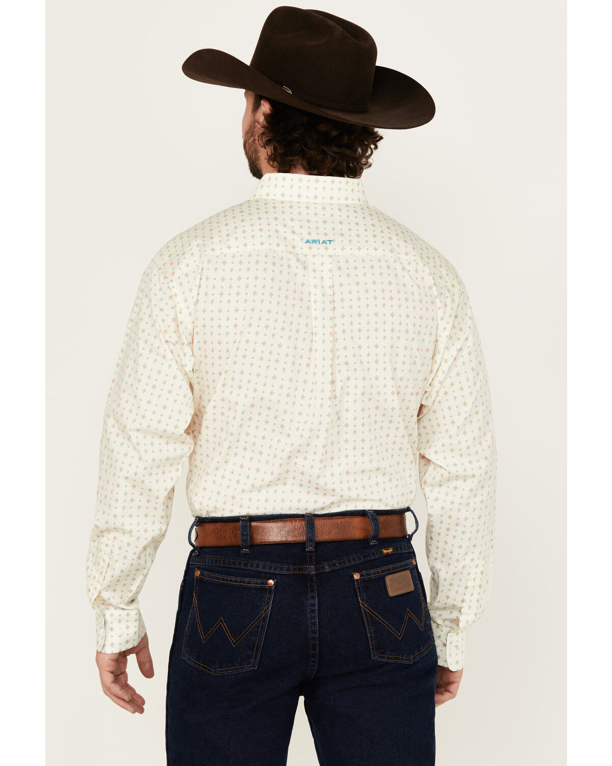 Image #4 - Ariat Men's Wrinkle Free Griffin Geo Print Long Sleeve Button-Down Western Shirt - Big, Cream, hi-res
