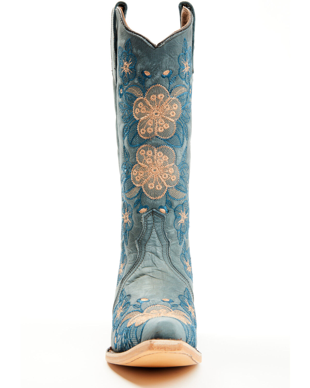 Image #4 - Circle G Women's Floral Embroidered Western Boots - Snip Toe, Blue, hi-res