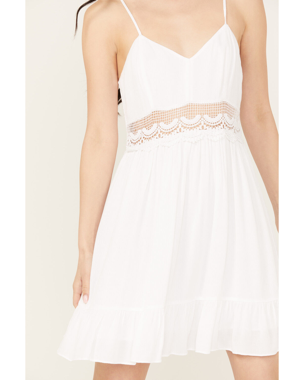 Image #3 - Jolt Women's Crochet Waist Mini Dress, White, hi-res