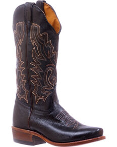Boulet Black Cutter Cowgirl Boots - Square Toe , Black, hi-res