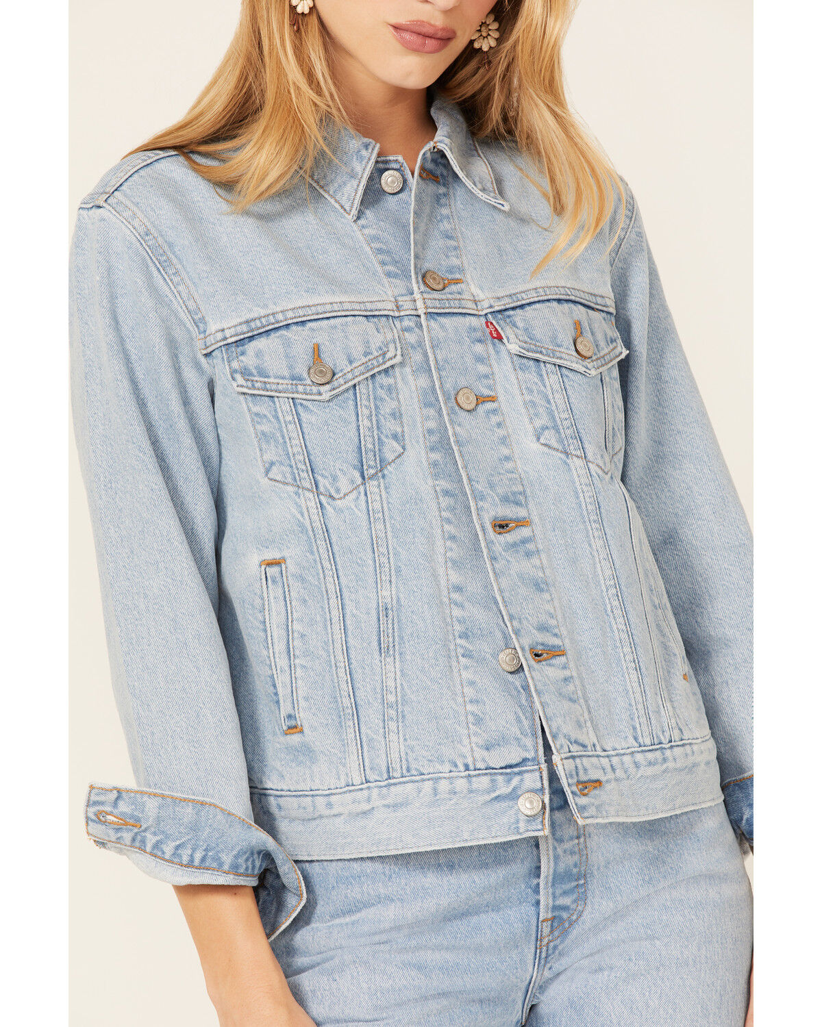 Image #3 - Levi's Women's Medium Wash Ex Boyfriend Denim Trucker Jacket, Blue, hi-res