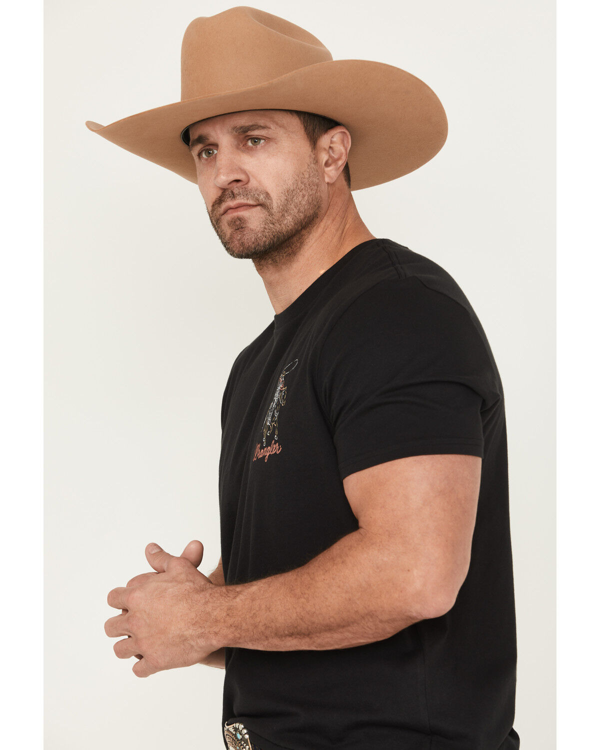 Image #3 - Wrangler Men's Neon Roping Cowboy Logo Short Sleeve Graphic T-Shirt, Black, hi-res