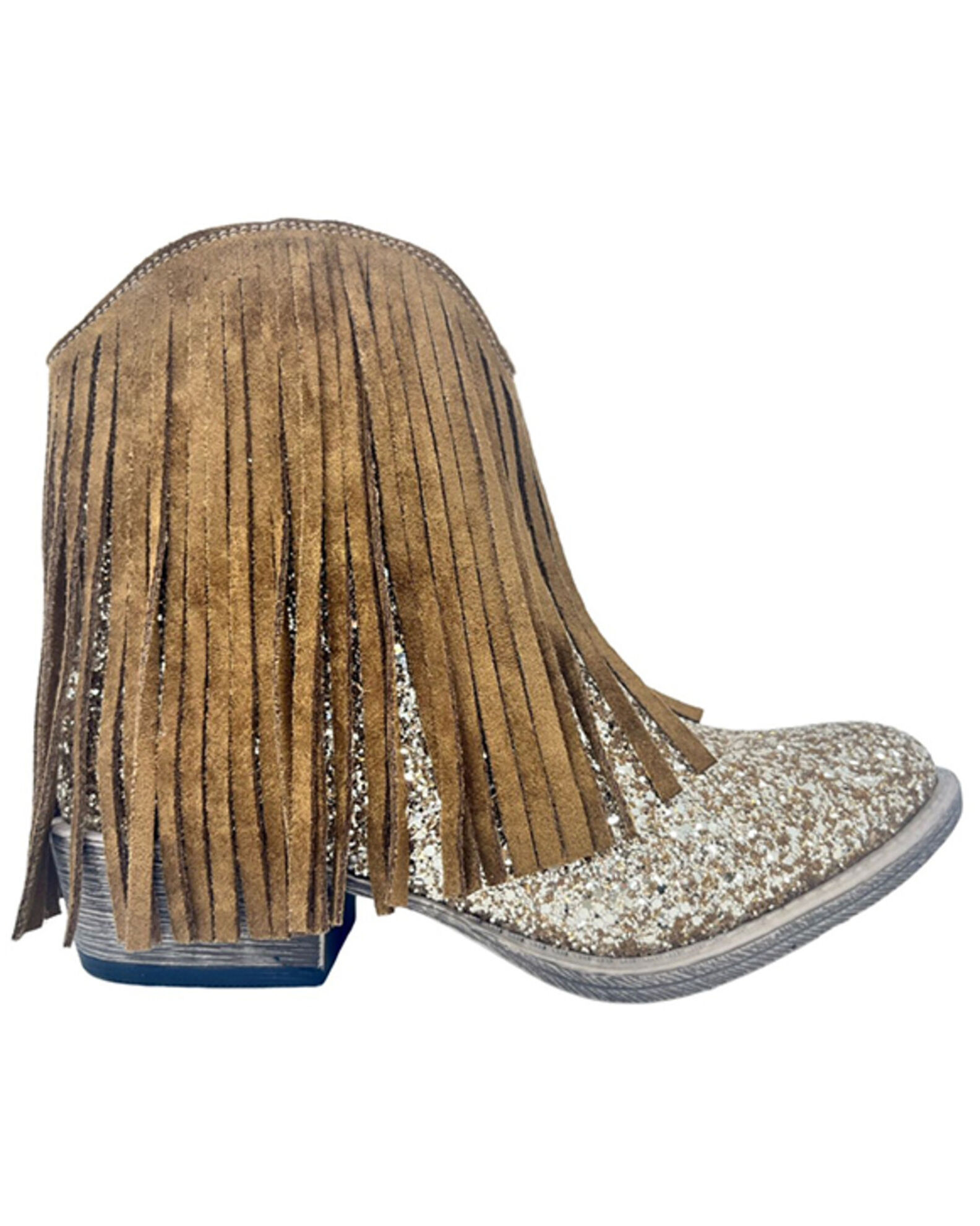 Glitter fringe booties new arrivals