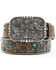 Image #1 - Shyanne Women's Tooled Cross Leather Belt, Chocolate/turquoise, hi-res