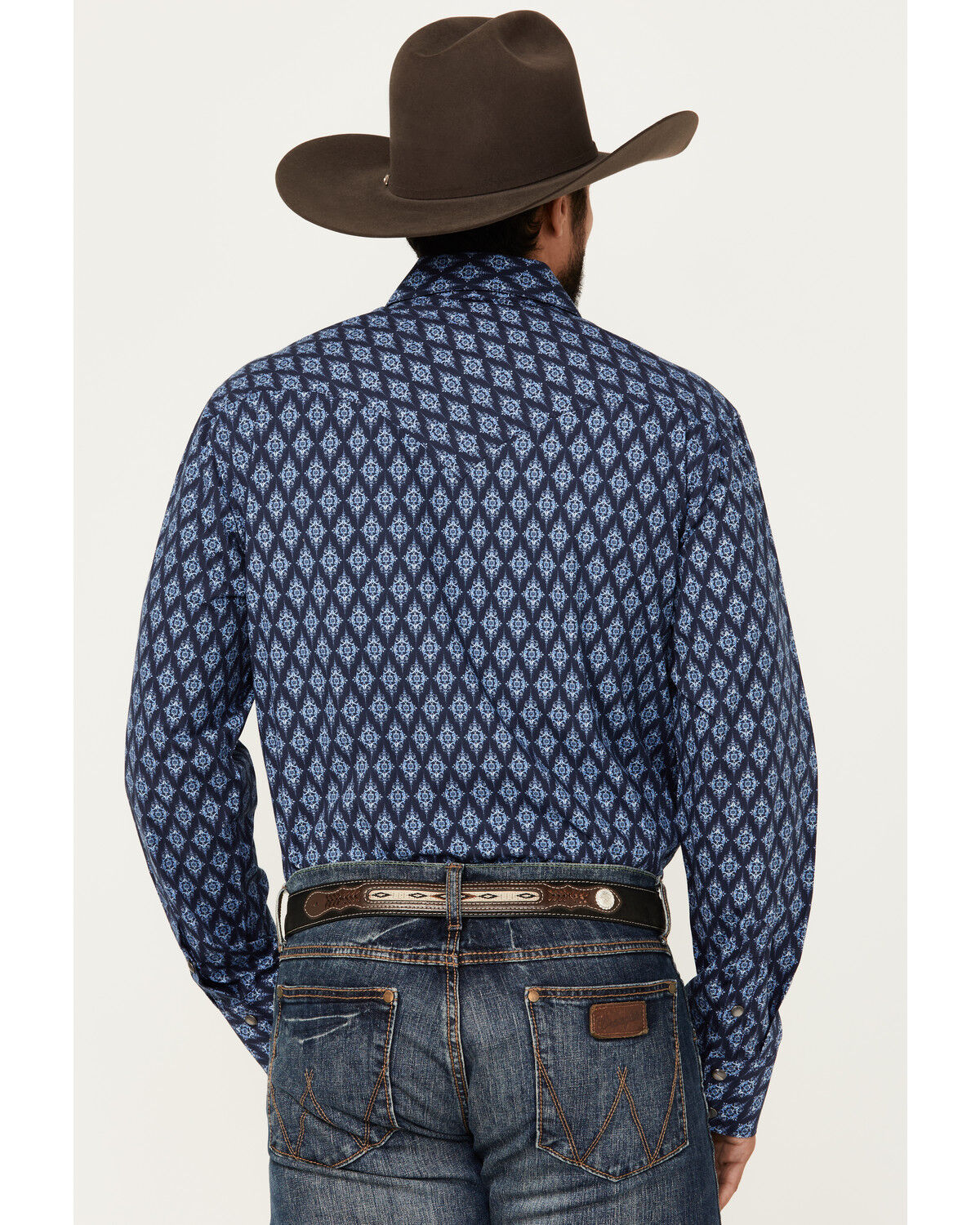 Image #4 - Rock & Roll Denim Men's Medallion Print Vintage Long Sleeve Snap Western Shirt, Blue, hi-res