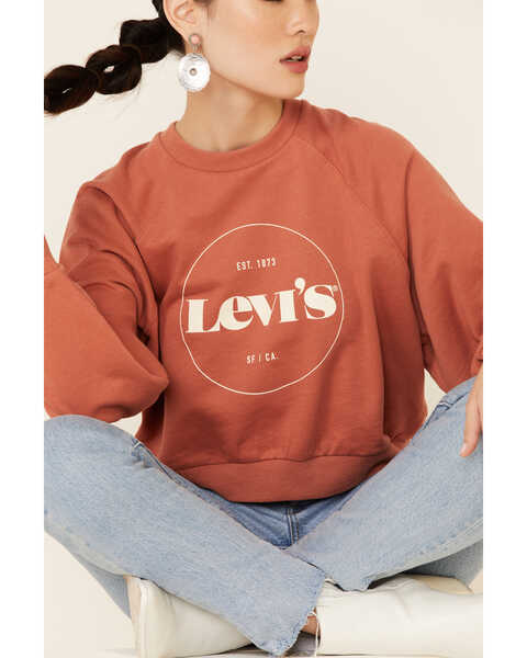 Image #2 - Levi's Women's Mauve Circle Logo Pullover Sweatshirt , Mauve, hi-res