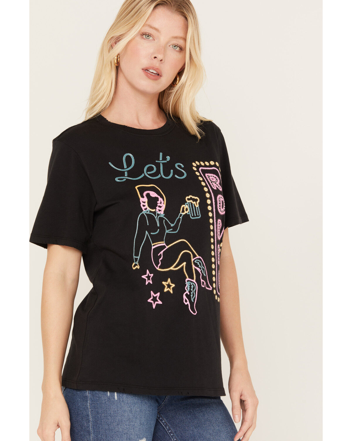 Image #2 - Idyllwind Women's Quail Let's Rodeo Short Sleeve Graphic Tee, Black, hi-res