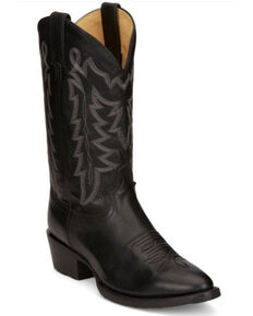 Justin Men's Black Hayne Cowhide Leather Western Boot - Round Toe , Black, hi-res