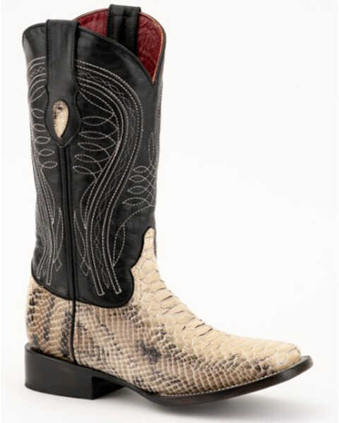 Ferrini Women's Vibora Cowhide Snake Print Western Boots - Broad Square Toe , Natural, hi-res