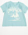 Image #1 - Shyanne Toddler Girls' Cowgirl Era Short Sleeve Fringe Tee, Aqua, hi-res