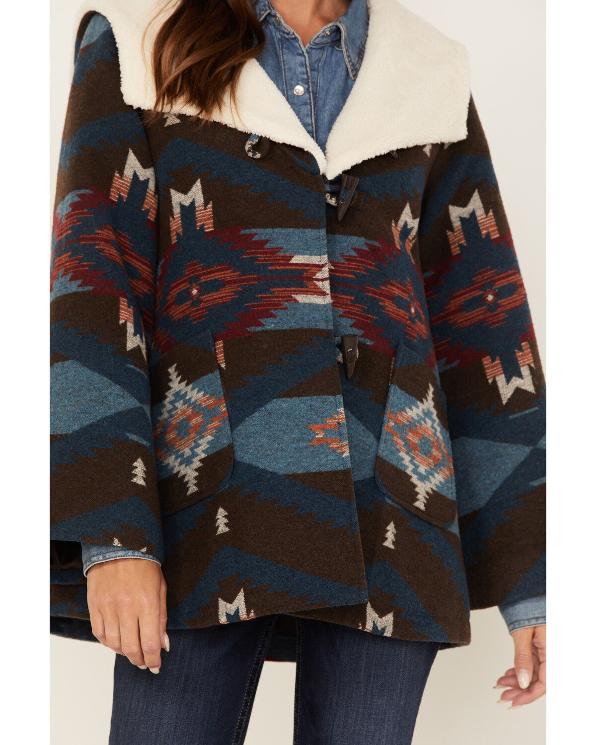 Image #3 - Powder River Outfitters Women's Southwestern Print Sherpa-Lined Jacquard Coat, , hi-res