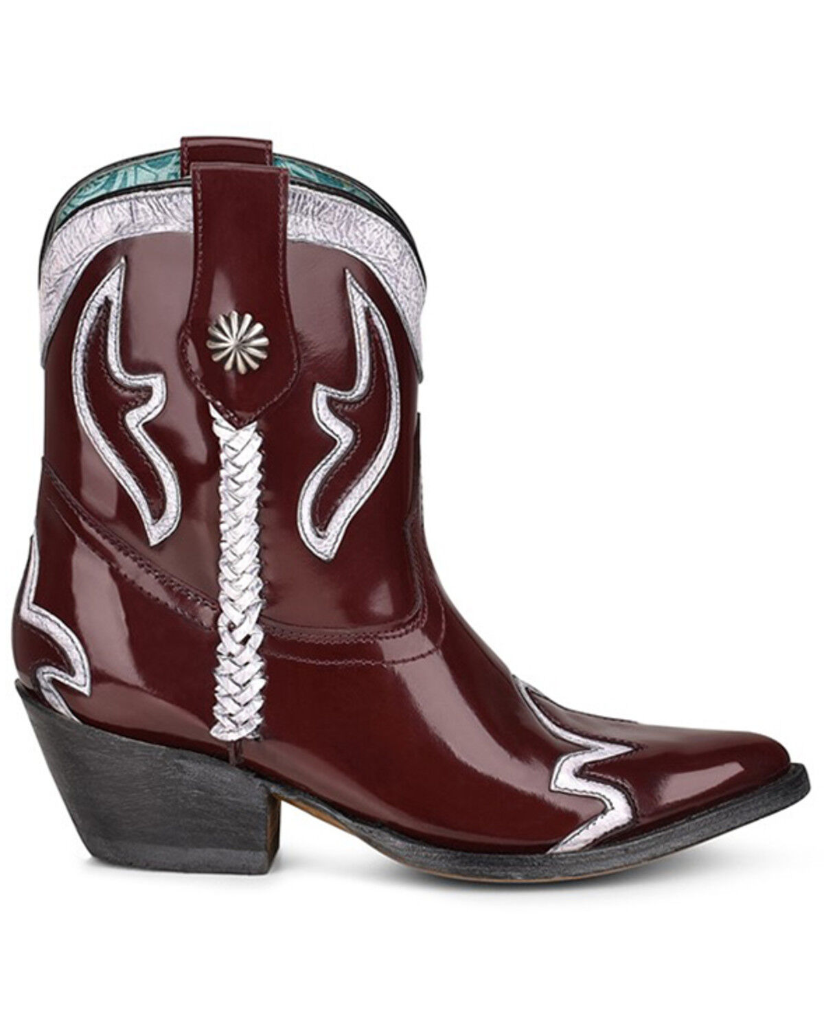 Image #2 - Corral Women's Burgundy Embroidery Western Booties - Snip Toe, Burgundy, hi-res