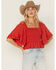 Image #2 - Shyanne Women's Ruffle Sleeve Top, Red, hi-res