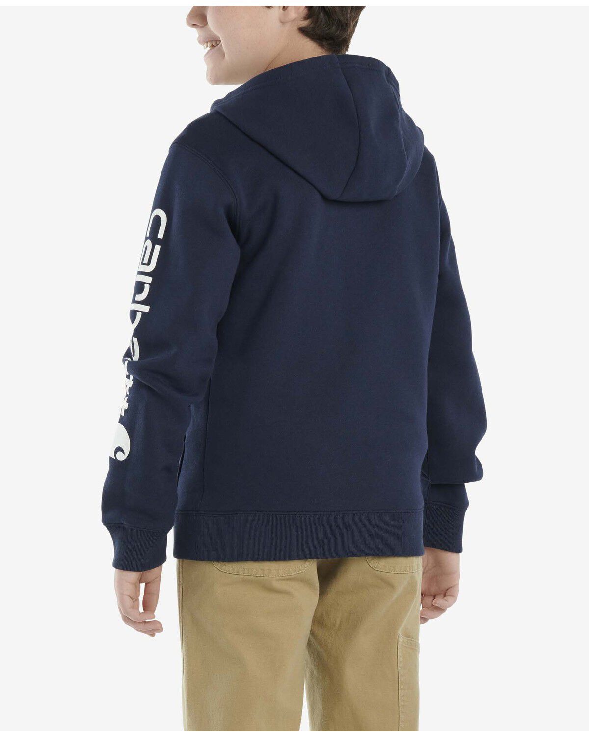 Image #3 - Carhartt Little Boys' Logo Hooded Sweatshirt, Navy, hi-res