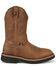 Image #2 - Justin Men's 8" Ames Pull-On Work Boots - Steel Toe, Medium Brown, hi-res