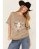Image #1 - Rock & Roll Denim Women's Midnight Rodeo Steer Short Sleeve Graphic Tee, Olive, hi-res