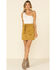 Molly Bracken Women's Suede Belted Skirt , Dark Yellow, hi-res