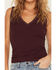 Image #3 - Idyllwind Women's Misty Ribbed V Neck Tank, Wine, hi-res