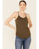 Image #1 - Angie Women's Solid Green Halter Tank Top, Green, hi-res
