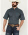 Image #2 - Ariat Men's Johnnie Geo Print Short Sleeve Button-Down Western Shirt, Navy, hi-res