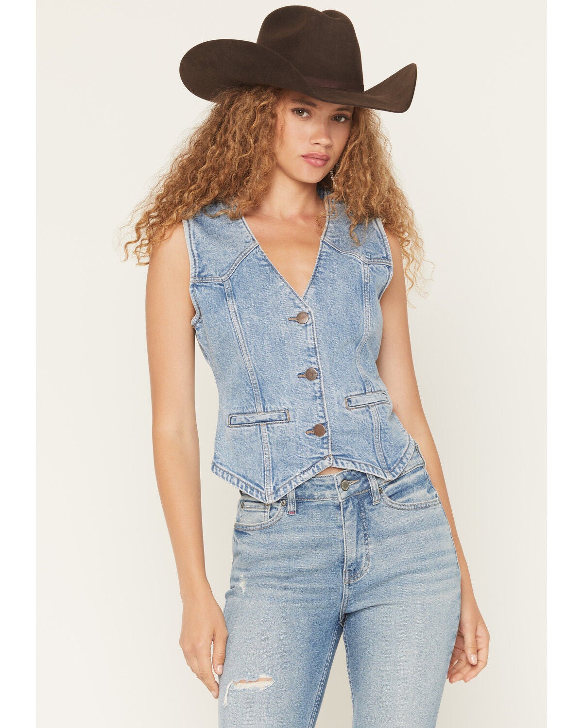 Image #1 - Wrangler Retro Women's Light Wash Denim Vest, Medium Wash, hi-res