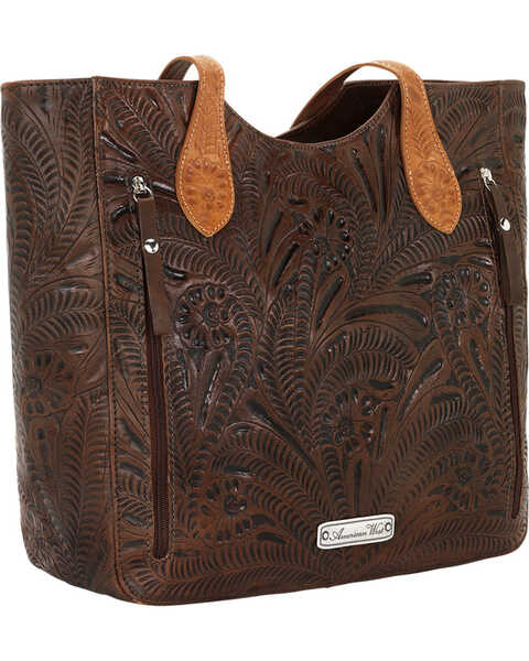 Image #3 - American West Women's Annie's Secret Collection Brown Large Zip Top Tote, Brown, hi-res