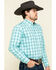 George Strait By Wrangler Men's Turquoise Plaid Long Sleeve Western Shirt , Turquoise, hi-res