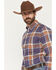 Image #2 - Cody James Men's Smokey Trail Plaid Print Long Sleeve Button-Down Stretch Western Shirt, Dark Blue, hi-res