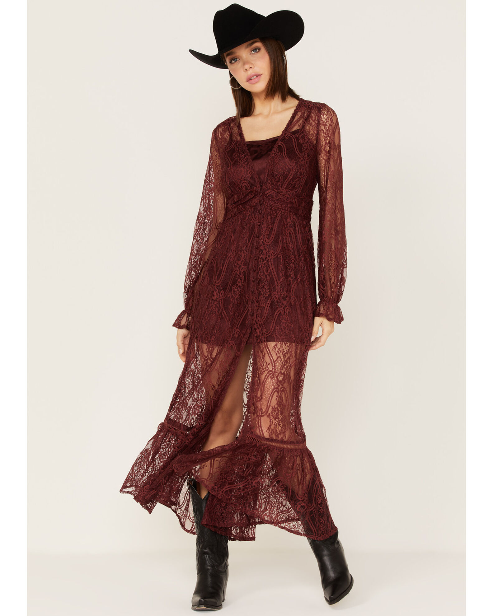 Shyanne Women s Floral Lace Duster Dress Country Outfitter