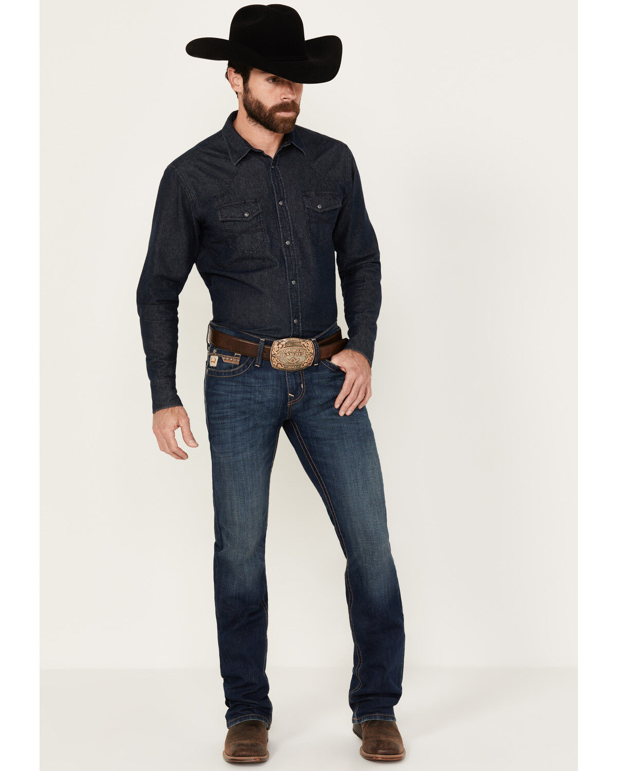 Image #1 - Cinch Men's Ian Medium Wash Stonewash Slim Bootcut Stretch Performance Jeans, Medium Wash, hi-res