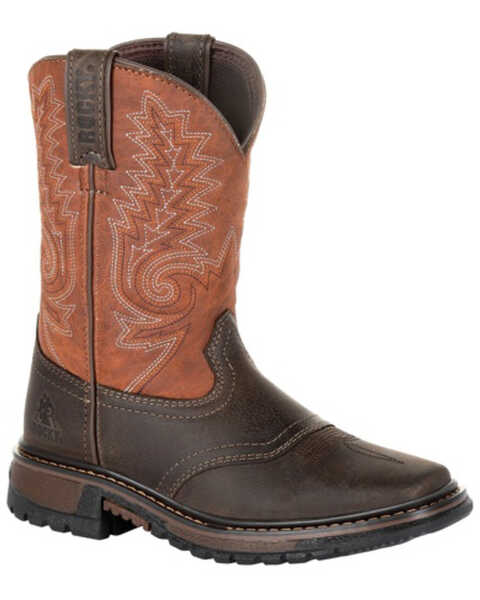 Image #1 - Rocky Boys' Ride FLX Western Boots - Square Toe, Chocolate, hi-res