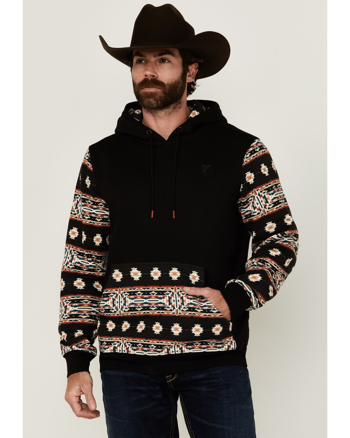 Image #1 - RANK 45® Men's Bangtail Southwestern Color Block Sweatshirt, Black, hi-res