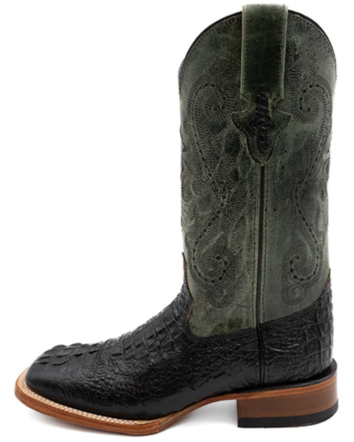 Image #3 - Ferrini Men's Caiman Croc Print Western Boots - Broad Square Toe, Black, hi-res