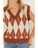 Image #3 - Sadie & Sage Women's Argyle Print Sweater Vest, Rust Copper, hi-res