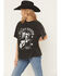 Image #2 - People of Leisure Women's Riley Green Guitar Oversized Short Sleeve Graphic Tee, Black, hi-res