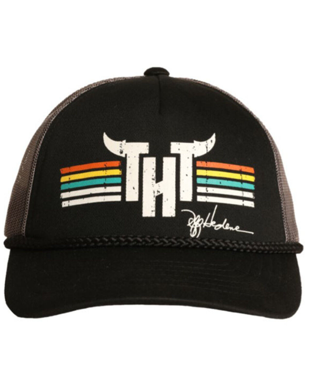 Image #1 - Rock & Roll Denim Men's Tuff Hedeman Logo Mesh-Back Ball Cap, Black, hi-res