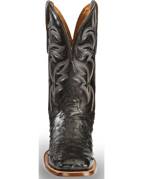 Image #4 - El Dorado Men's Handmade Full Quill Ostrich Stockman Boots - Broad Square Toe, Black, hi-res