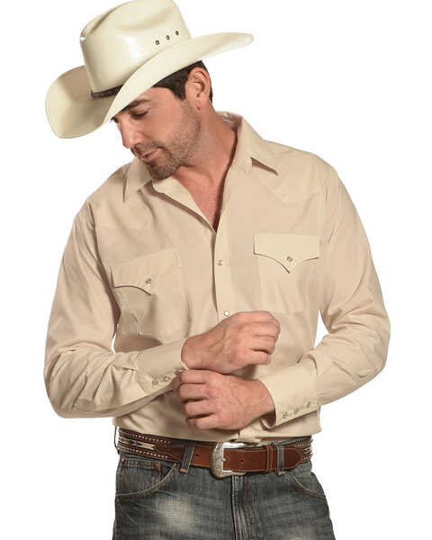 Image #1 - Ely Walker Men's Solid Long Sleeve Western Shirt, , hi-res
