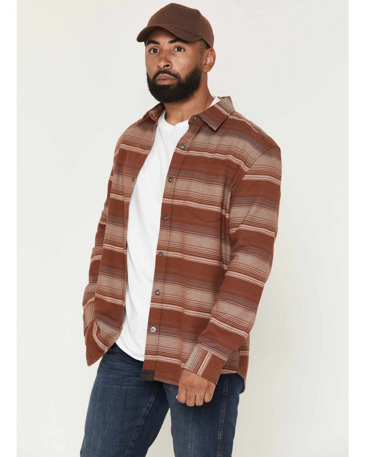 Image #2 - Dakota Grizzly Men's Ambrose Striped Long Sleeve Button-Down Flannel Shirt, Rust Copper, hi-res