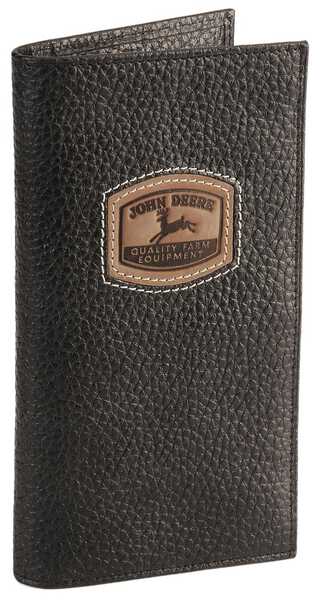 Image #1 - John Deere Leather Checkbook, Black, hi-res