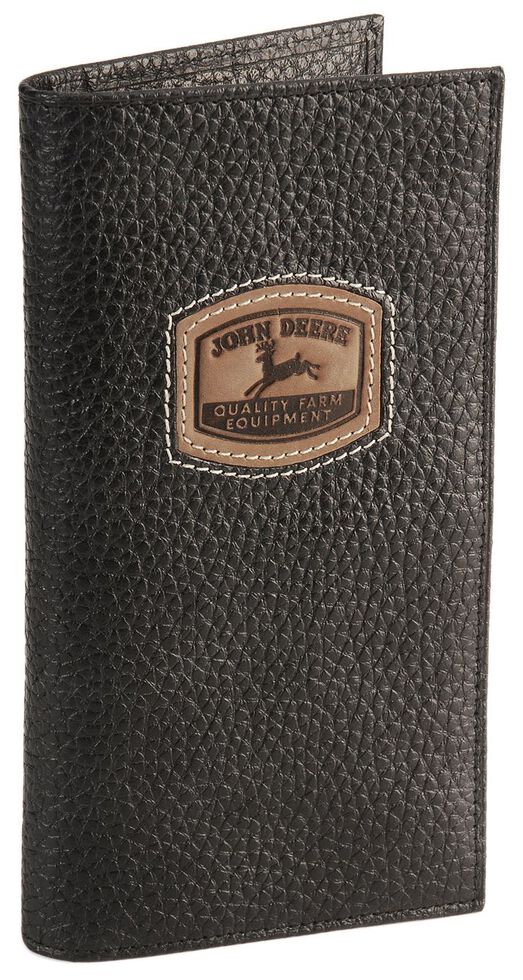 John Deere Leather Checkbook, Black, hi-res