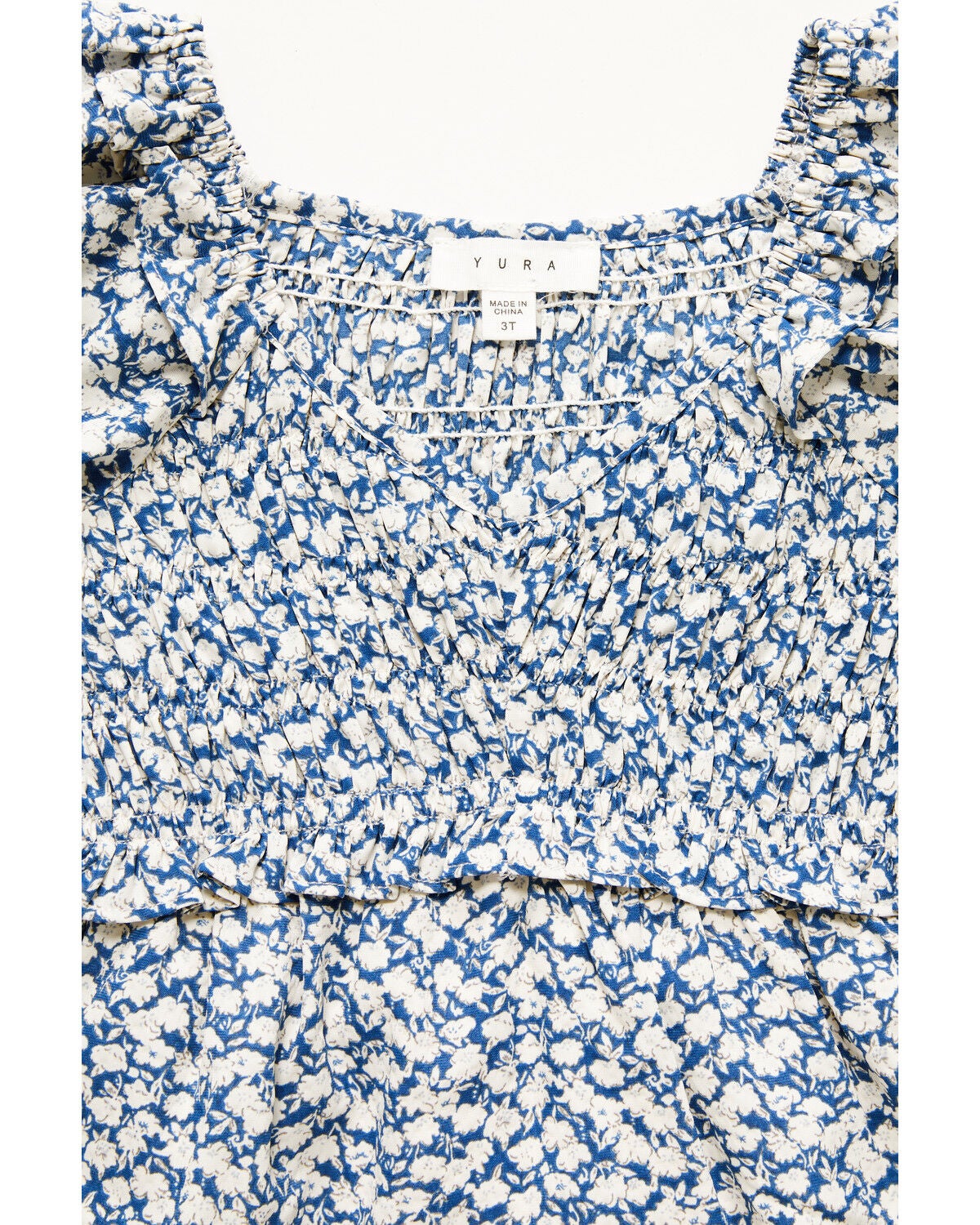 Image #2 - Yura Toddler Girls' Floral Print Short Sleeve Dress, White, hi-res