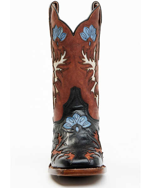 Image #4 - Dan Post Women's Tamarind Floral Leather Western Boots - Broad Square Toe, Black, hi-res