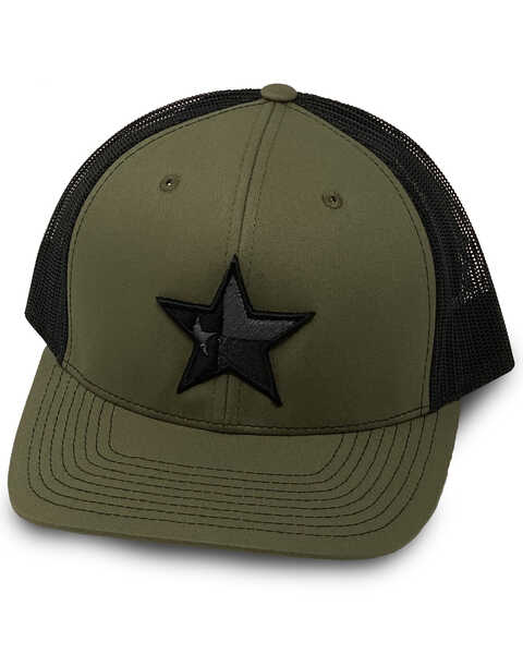 Oil Field Hats Men's Olive Texas Star Embroidered Mesh Ball Cap  , Olive, hi-res