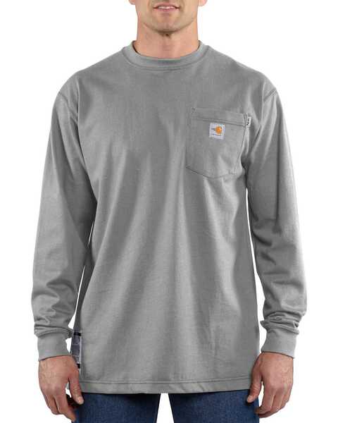 Image #1 - Carhartt Men's FR Solid Long Sleeve Work Shirt - Big & Tall, Grey, hi-res