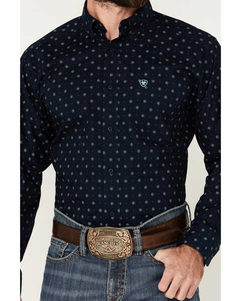 Image #3 - Ariat Men's Percy Geo Print Long Sleeve Button-Down Western Shirt , Dark Blue, hi-res