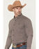 Image #2 - RANK 45® Men's Kings Canyon Micro Geo Print Long Sleeve Button-Down Stretch Western Shirt, Burgundy, hi-res