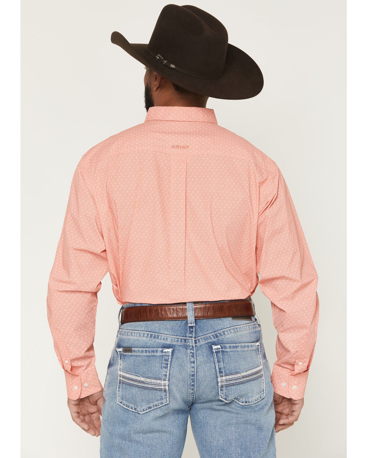 Image #4 - Ariat Men's Jerry Speckled Print Long Sleeve Button-Down Western Shirt, Coral, hi-res