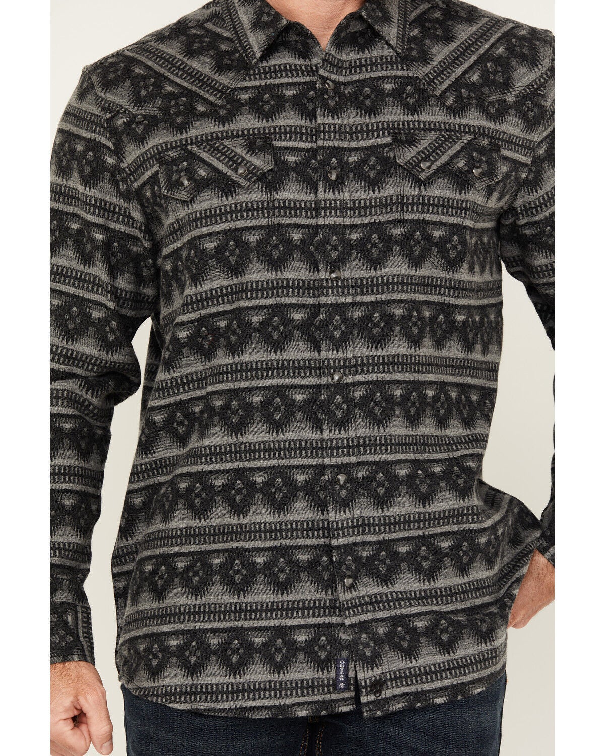 Image #3 - Moonshine Spirit&reg; Men's Smoke Signal Southwestern Striped Long Sleeve Snap Western Shirt, Grey, hi-res